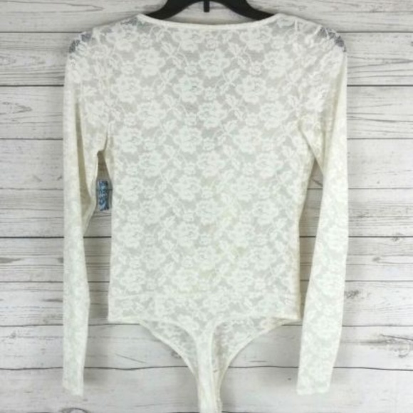 Free People Lace Bodysuit Long Sleeved Snap Bottom - Picture 2 of 4